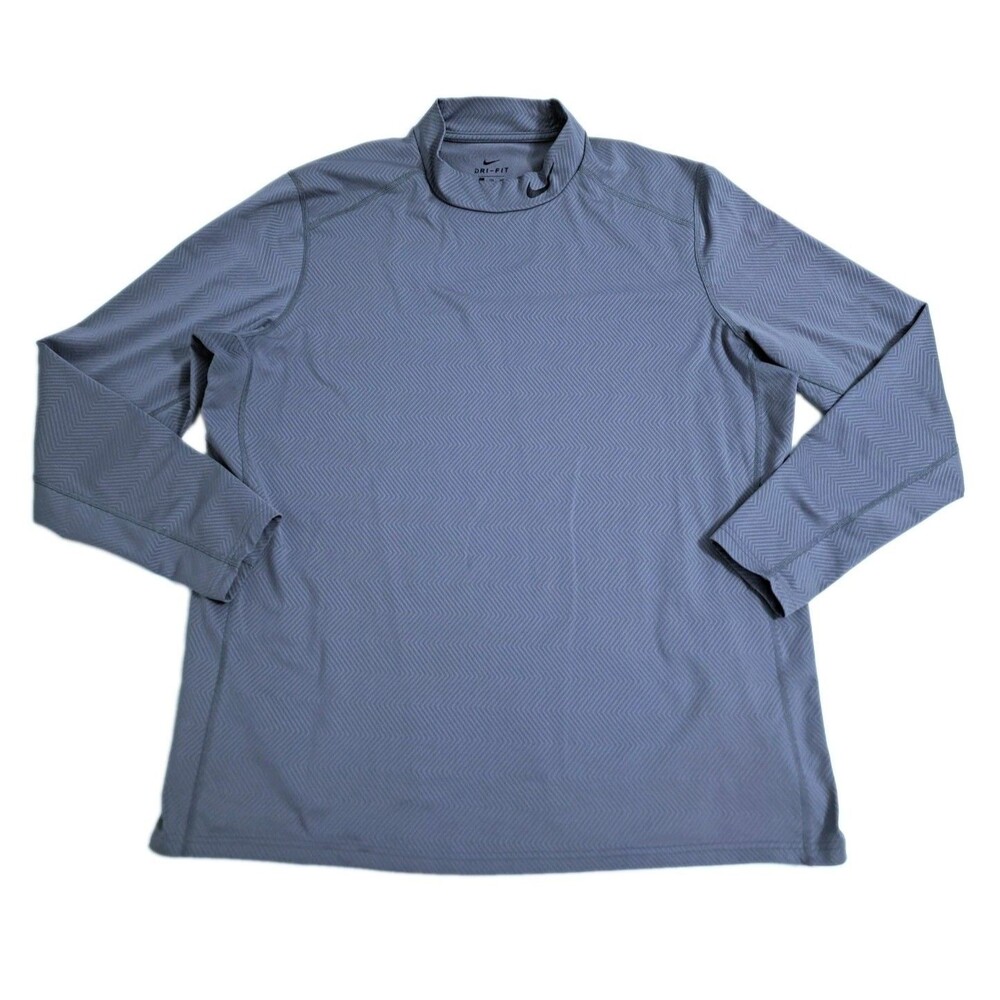 Nike Dri Fit Base Layer Long Sleeve Mock Neck Shirt Men's 2XL Gray